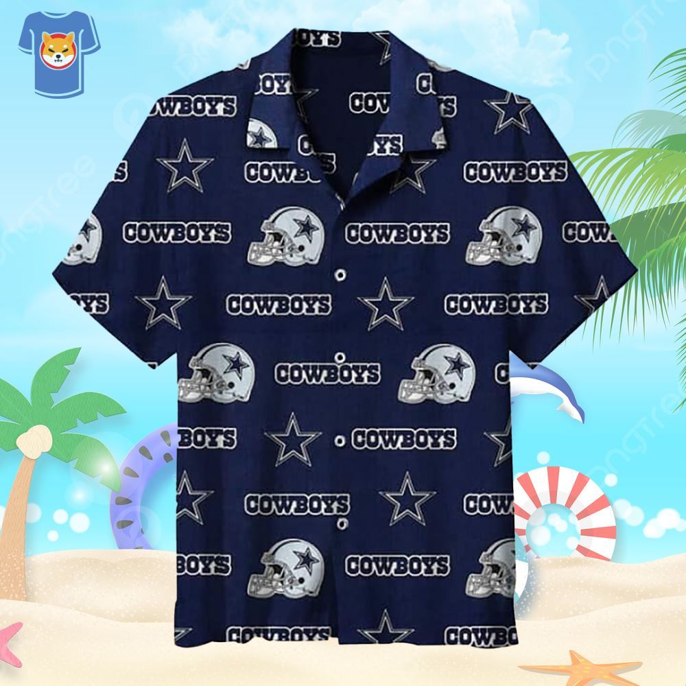 Hawaiian Shirt Featuring Dallas Cowboys Football Helmet Design