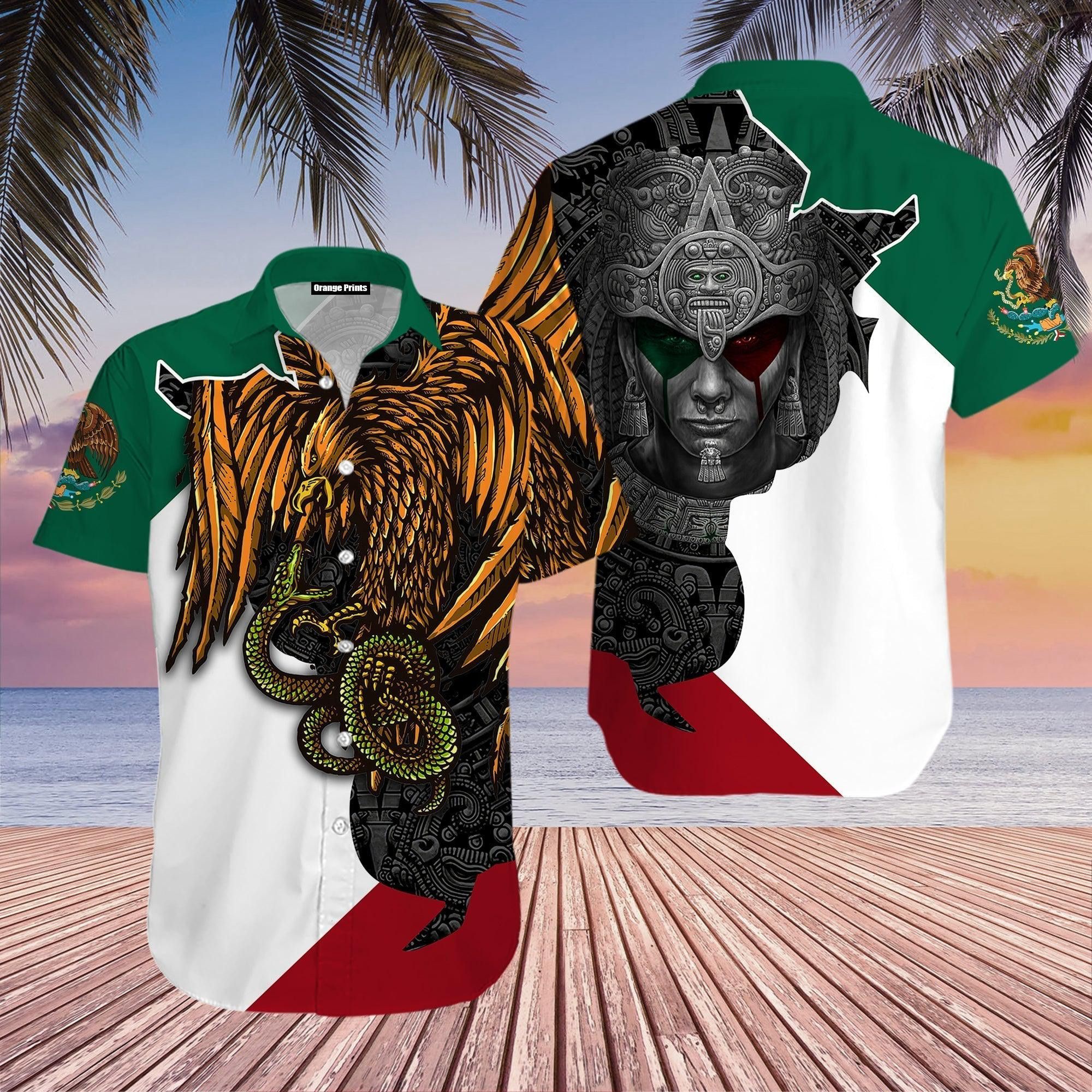 Hawaiian Shirt Infused with Viking Mexico Flag Art
