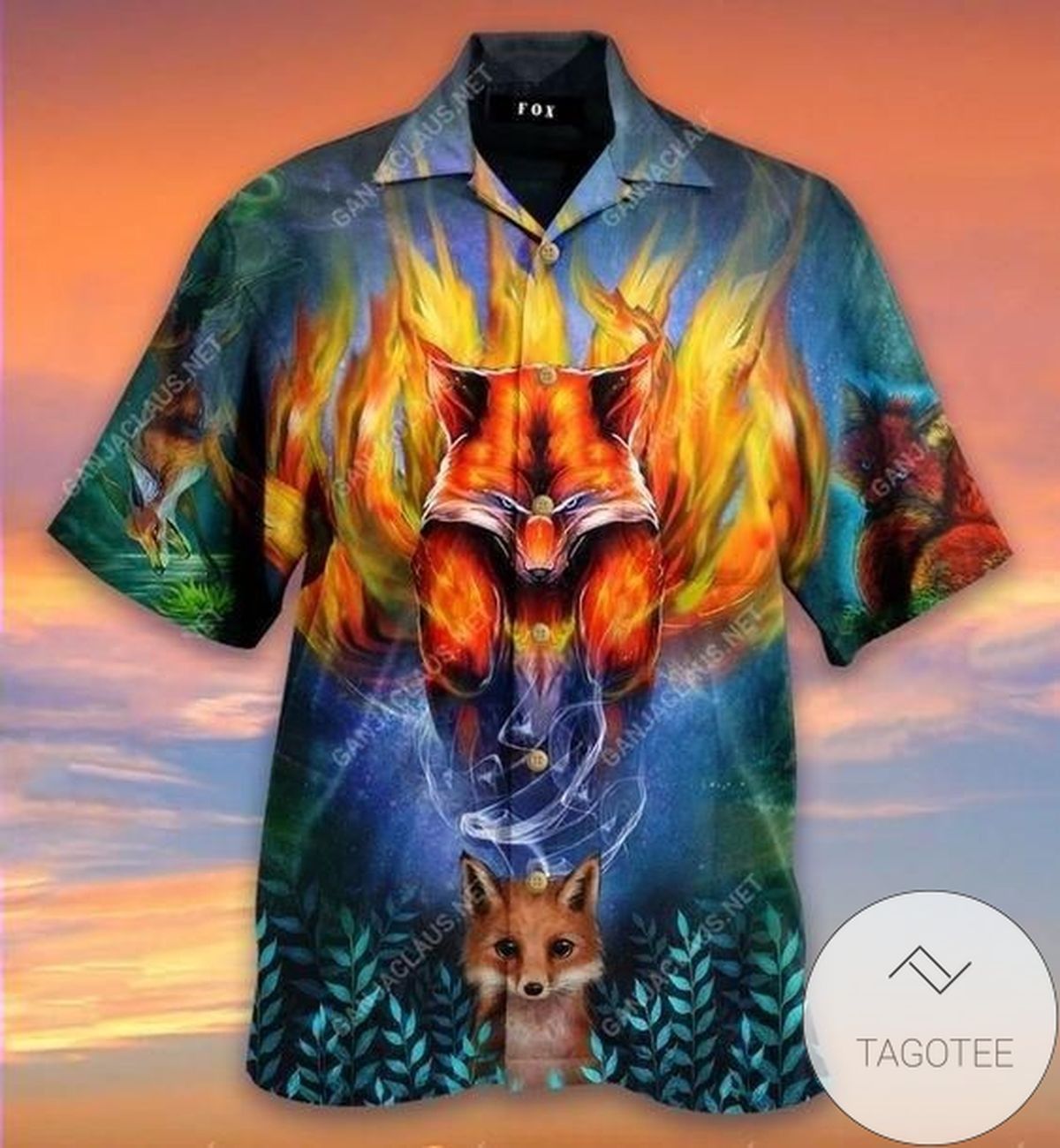 Hawaiian Shirt Mythical Nine-tailed Fox Design Elegance Tropical Style