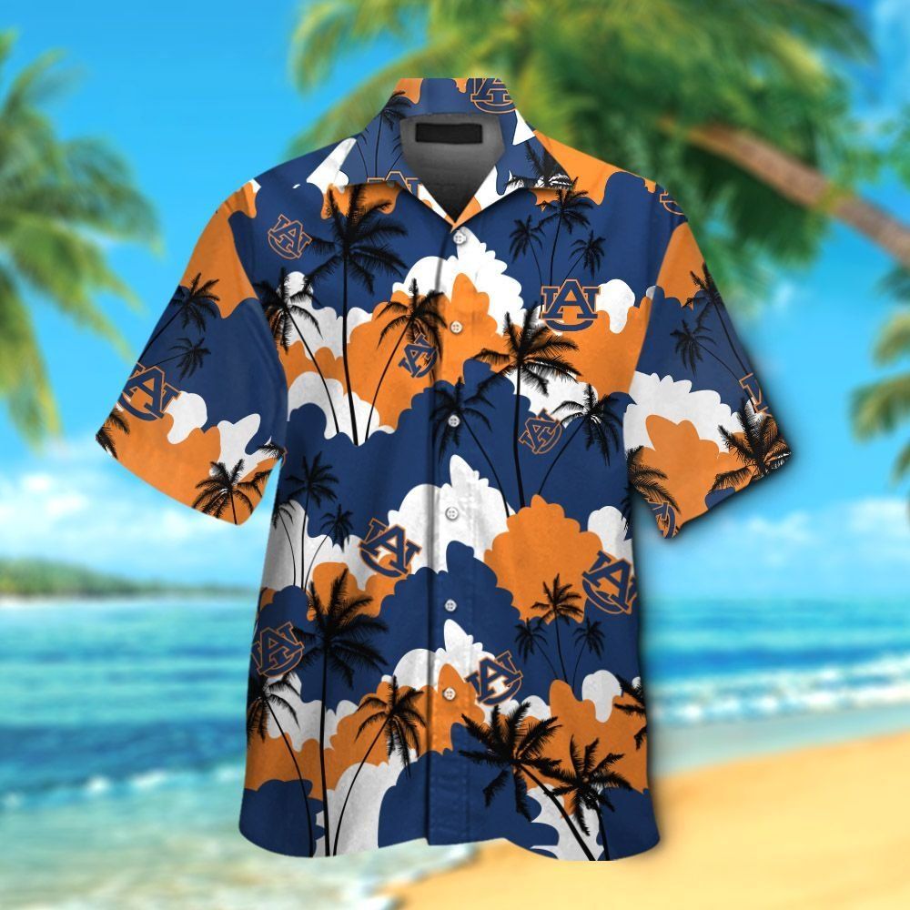 Hawaiian Shirt Short Sleeve Auburn Tigers Tropical Button Up