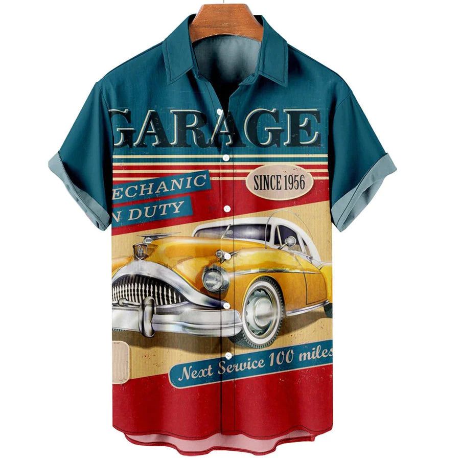 Hawaiian Shirt Vintage, Hawaii Shirts Mens, Men’s Retro Contrast Color Stitching Garage Car Casual Shirt Hawaiian Shirt Vintage, Hawaii Shirts Mens, Men’s Retro Contrast Color Stitching Garage Car Casual Shirt