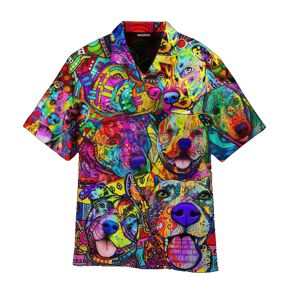 Hawaiian Shirt with Abstract Art of a Proud Pitbull