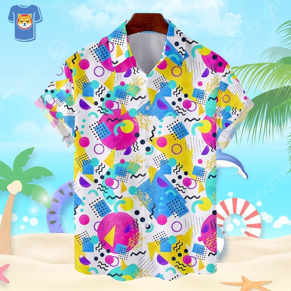 Hawaiian Shirt with Funny Pattern from the 80s 90s Hawaiian Shirt with Funny Pattern from the 80s 90s