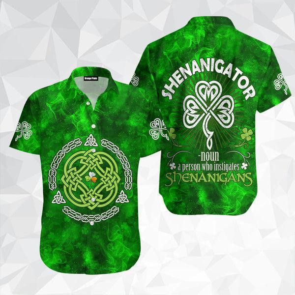 Hawaiian Shirt with St Patricks Day Shamrock