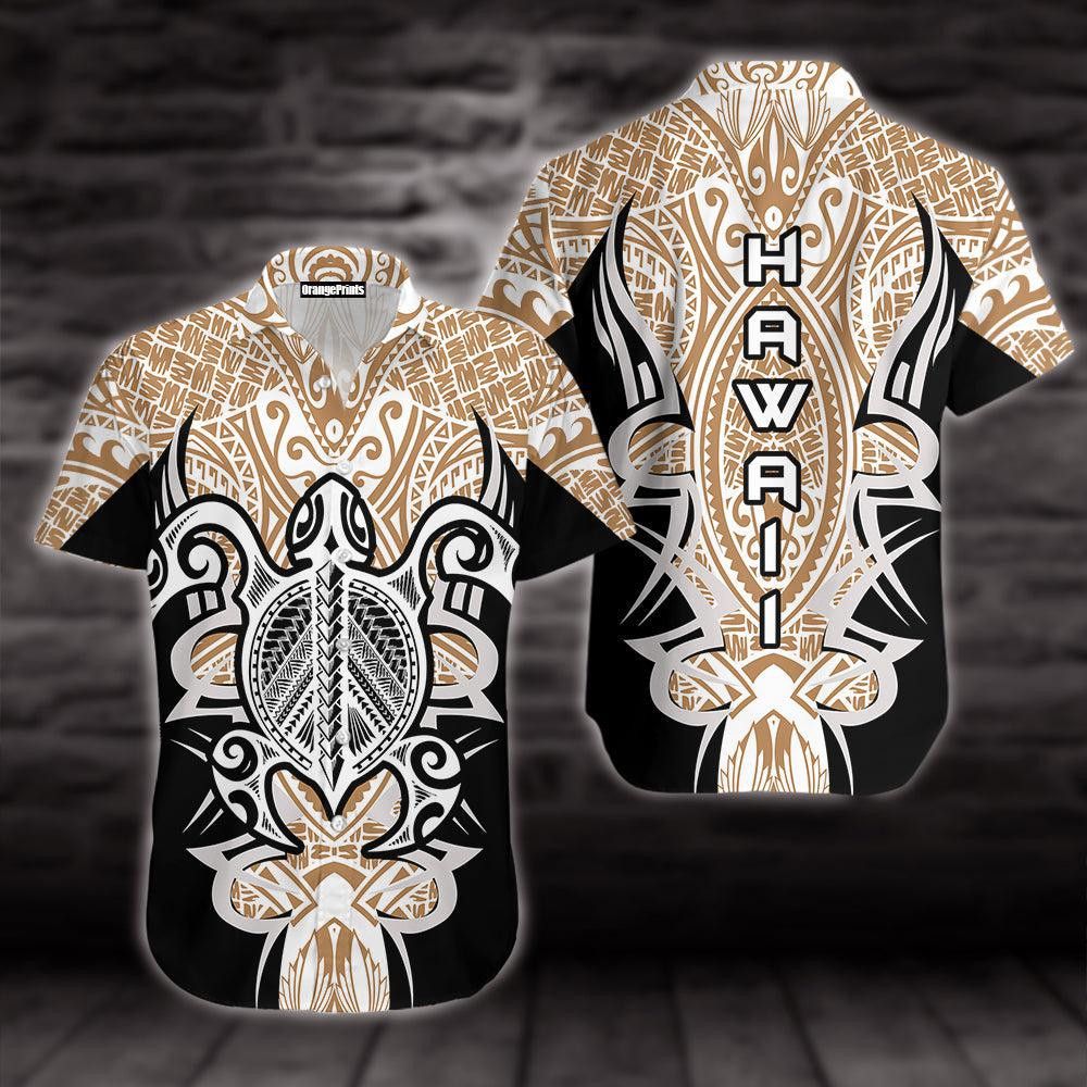 Hawaiian Shirt with Tribal Hawaii Turtle Design