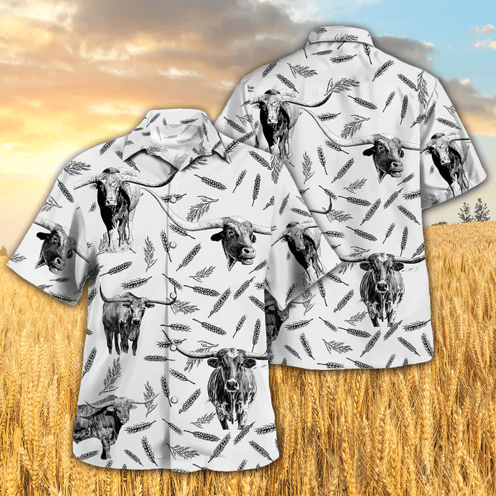 Hawaiian Shirt with Unique Texas Longhorn Pattern