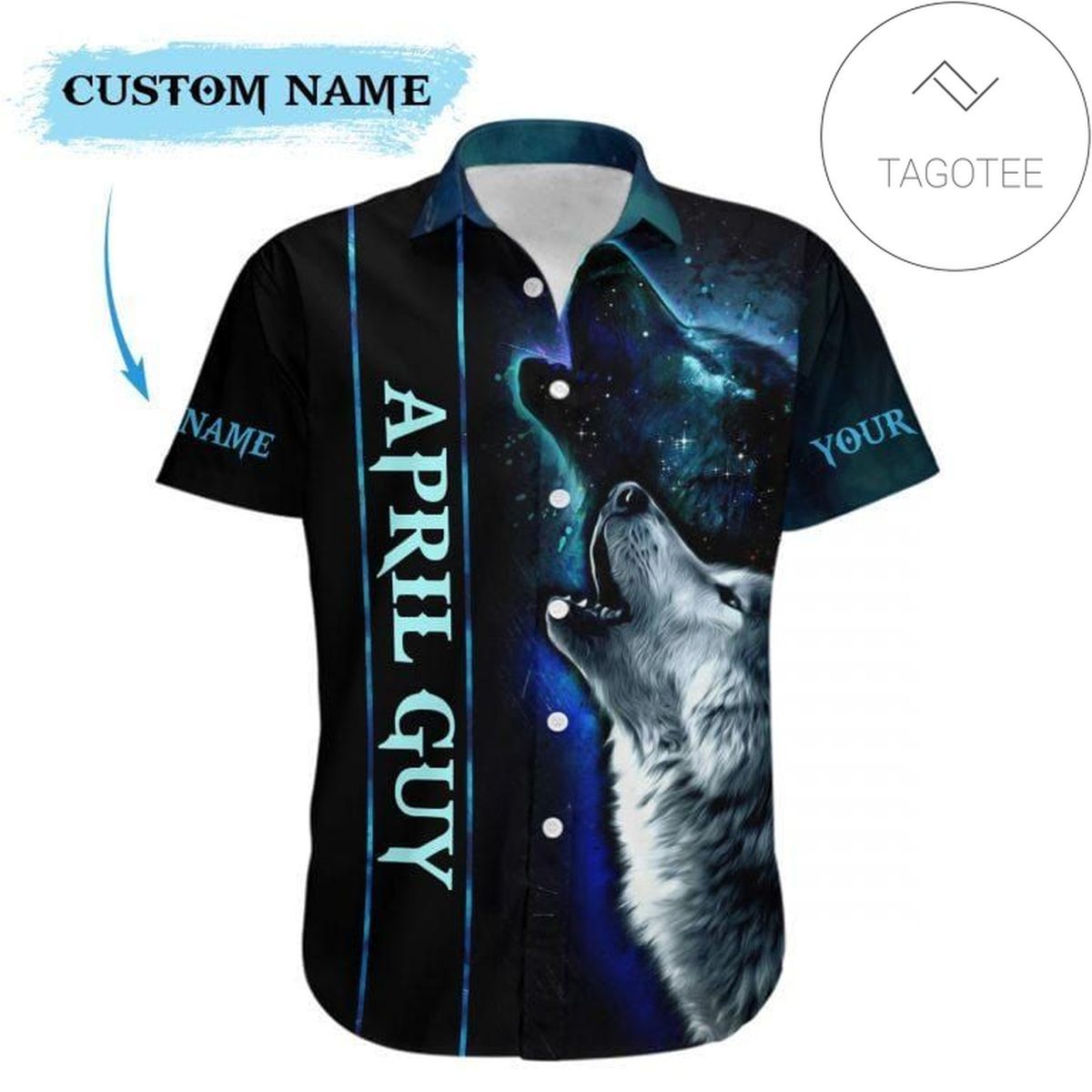Hawaiian Shirt Wolf Warrior Elegance Design with Month Name Tropical