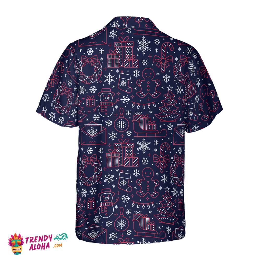 Hawaiian Shirts, Christmas Line Pattern Shirt Short Sleeve, Christmas Shirt Idea Gift For Men And Women