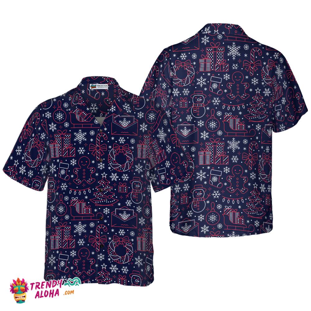 Hawaiian Shirts, Christmas Line Pattern Shirt Short Sleeve, Christmas Shirt Idea Gift For Men And Women Hawaiian Shirts, Christmas Line Pattern Shirt Short Sleeve, Christmas Shirt Idea Gift For Men And Women