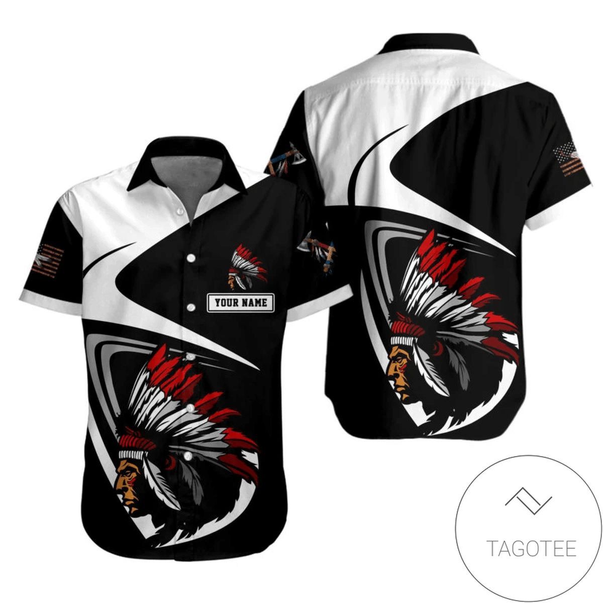 Hawaiian Shirts Native American Feather Name Personalized