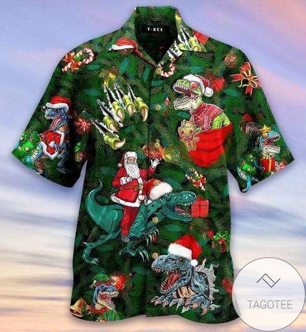Hawaiian Shirts T-rex Dinosaur Enjoy Christmas