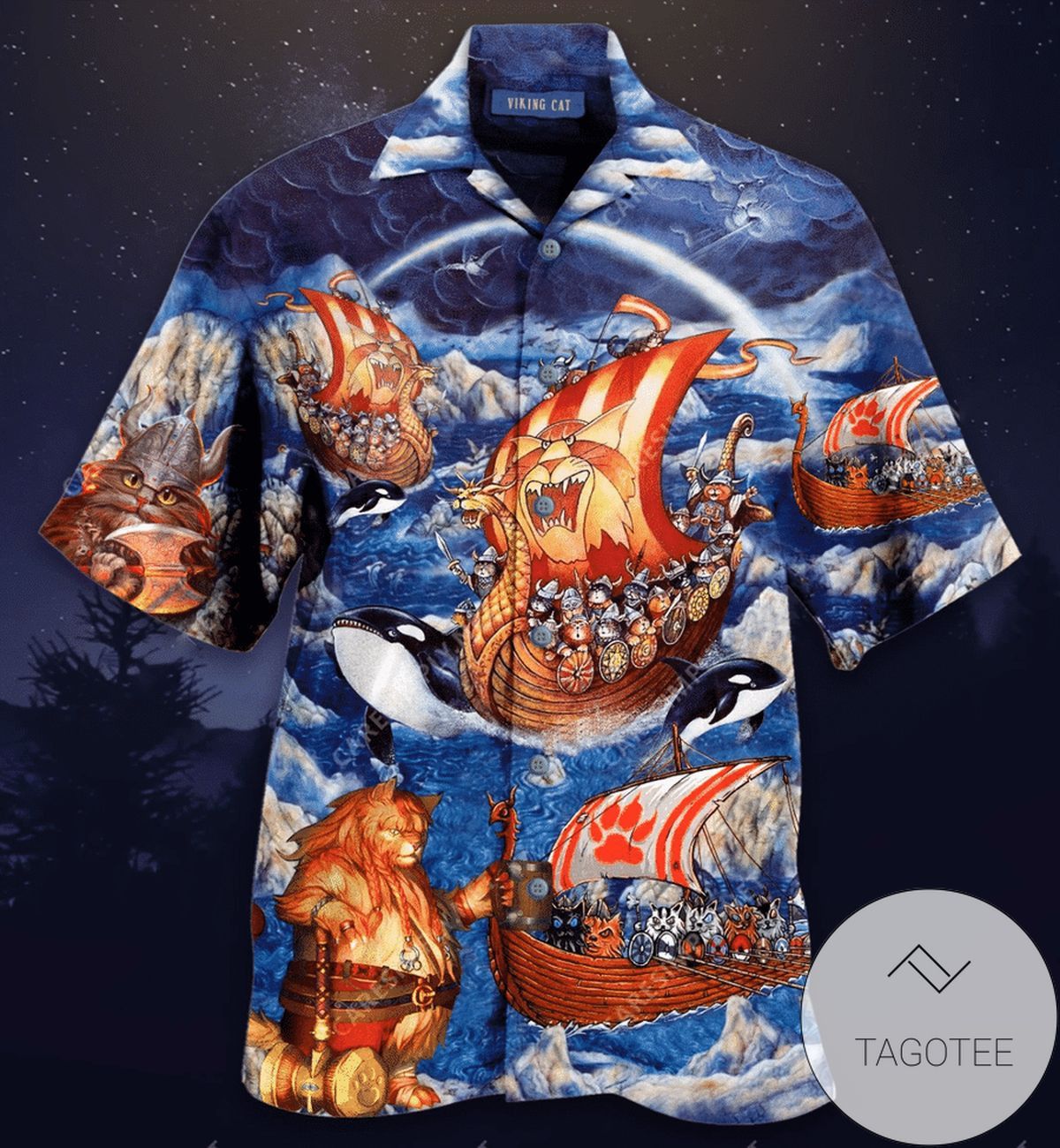 Hawaiian Shirts Viking Cats Fa-la-la Valhalla-la