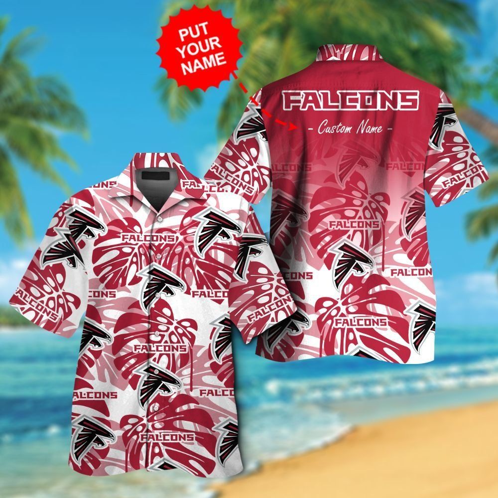Hawaiian Short Sleeve Shirt Atlanta Falcons Tropical Button Up