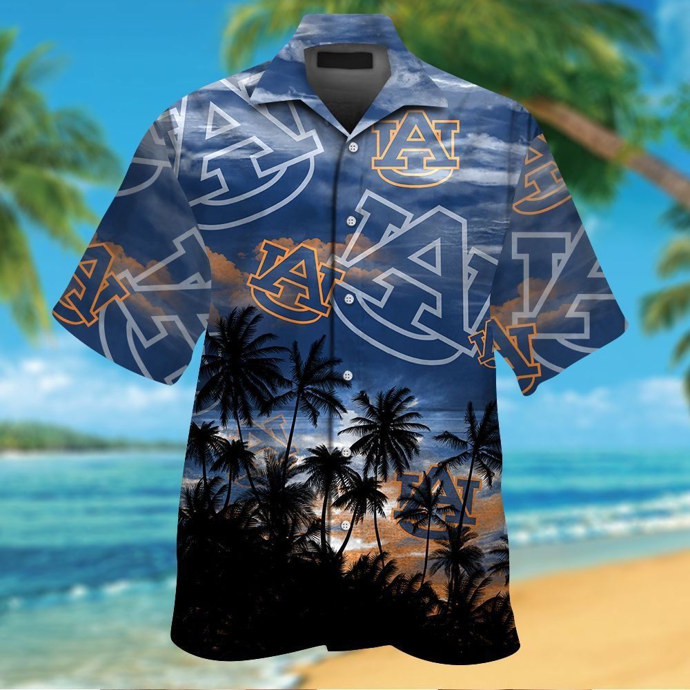 Hawaiian Short Sleeve Shirt Auburn Tigers Tropical Button Up