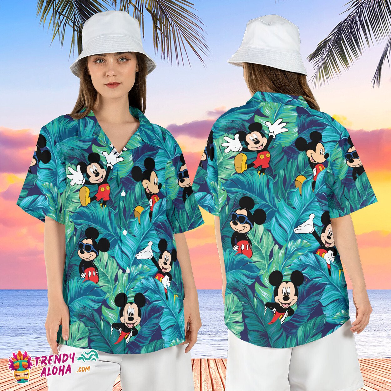 Hawaiian Summer Shirt Mickey Mouse Tropical Short Sleeve Disneyworld