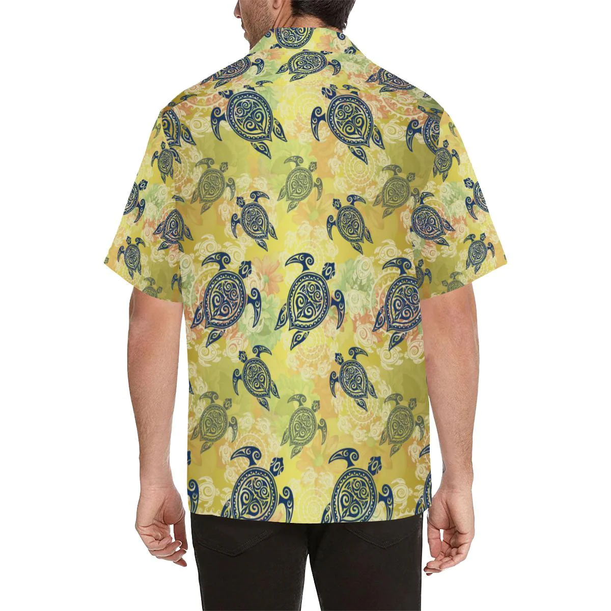 Hawaiian Turtle Tribal Design Print Trendy Hawaiian Shirt, Turtle Lover Trendy Hawaiian Shirt For