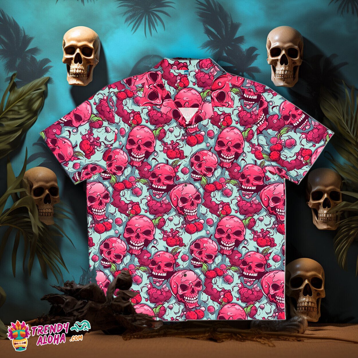 Hawaiian Zombie Brains Horror Tropical Monsters Aloha Shirt