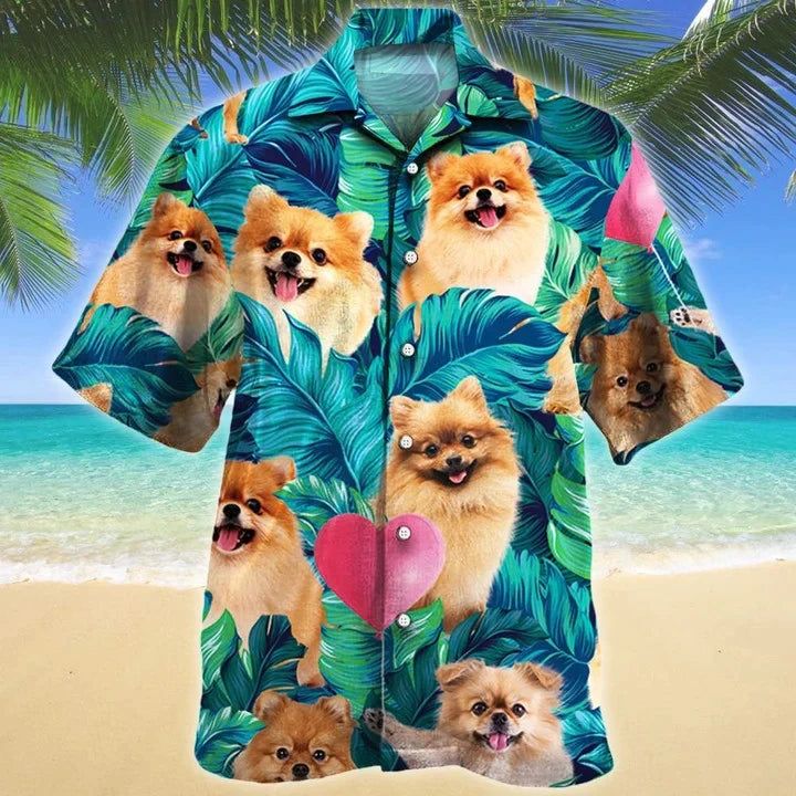 Heart Shape And Pomeranian Dog Lovers Gift Ideas Summer Beach Palm Tree Hawaiian Shirt Heart Shape And Pomeranian Dog Lovers Gift Ideas Summer Beach Palm Tree Hawaiian Shirt