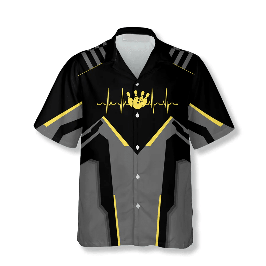 Heartbeat Pulse Line Custom Bowling Trendy Hawaiian Shirt, Bowling Team Shirt, Bowling Player Gift