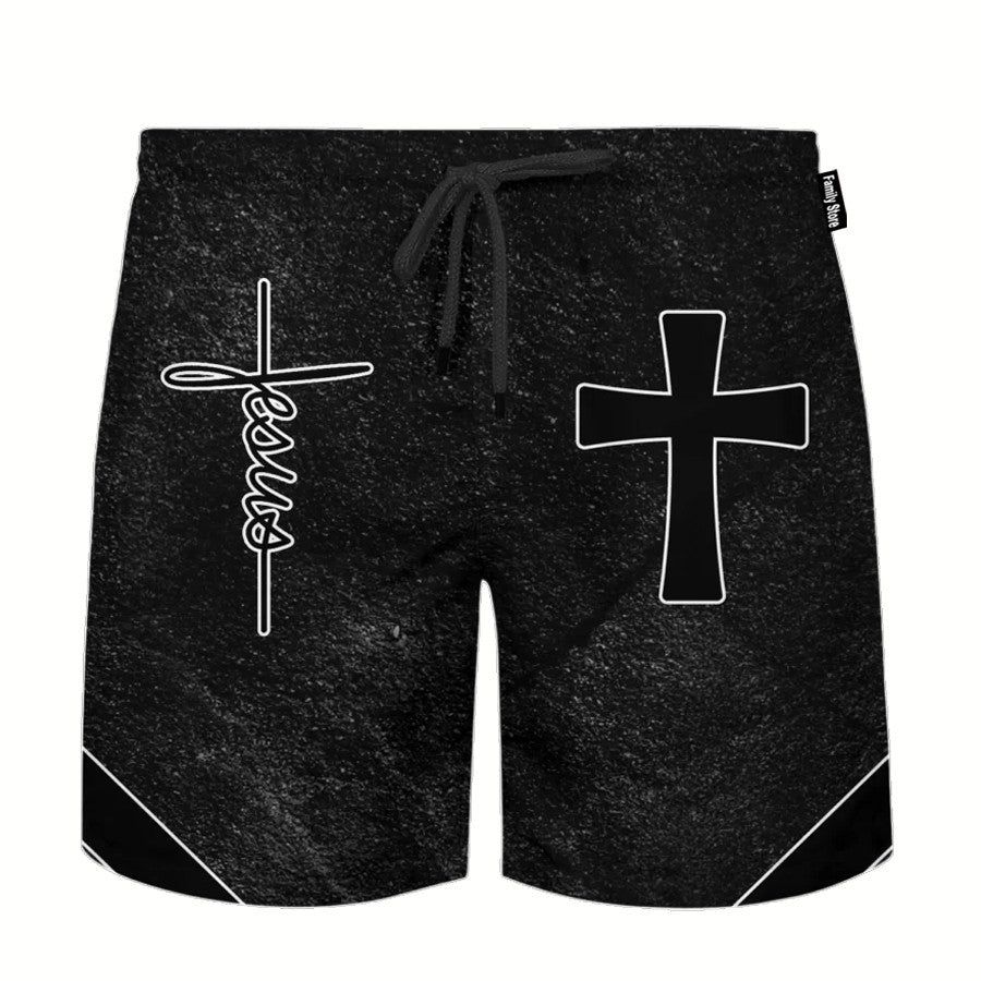 Heavenly Sands of Encounter: Embracing Jesus God on Seraphic Beach Shorts Heavenly Sands of Encounter: Embracing Jesus God on Seraphic Beach Shorts
