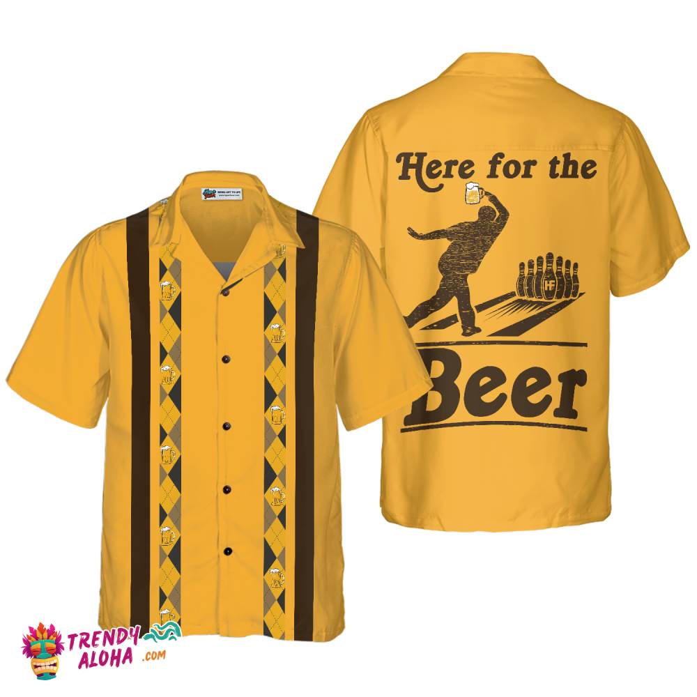 Here For The Beer Bowling Hawaiian Shirt, Drinking And Bowling Shirt, Best Gift For Bowling Players Here For The Beer Bowling Hawaiian Shirt, Drinking And Bowling Shirt, Best Gift For Bowling Players