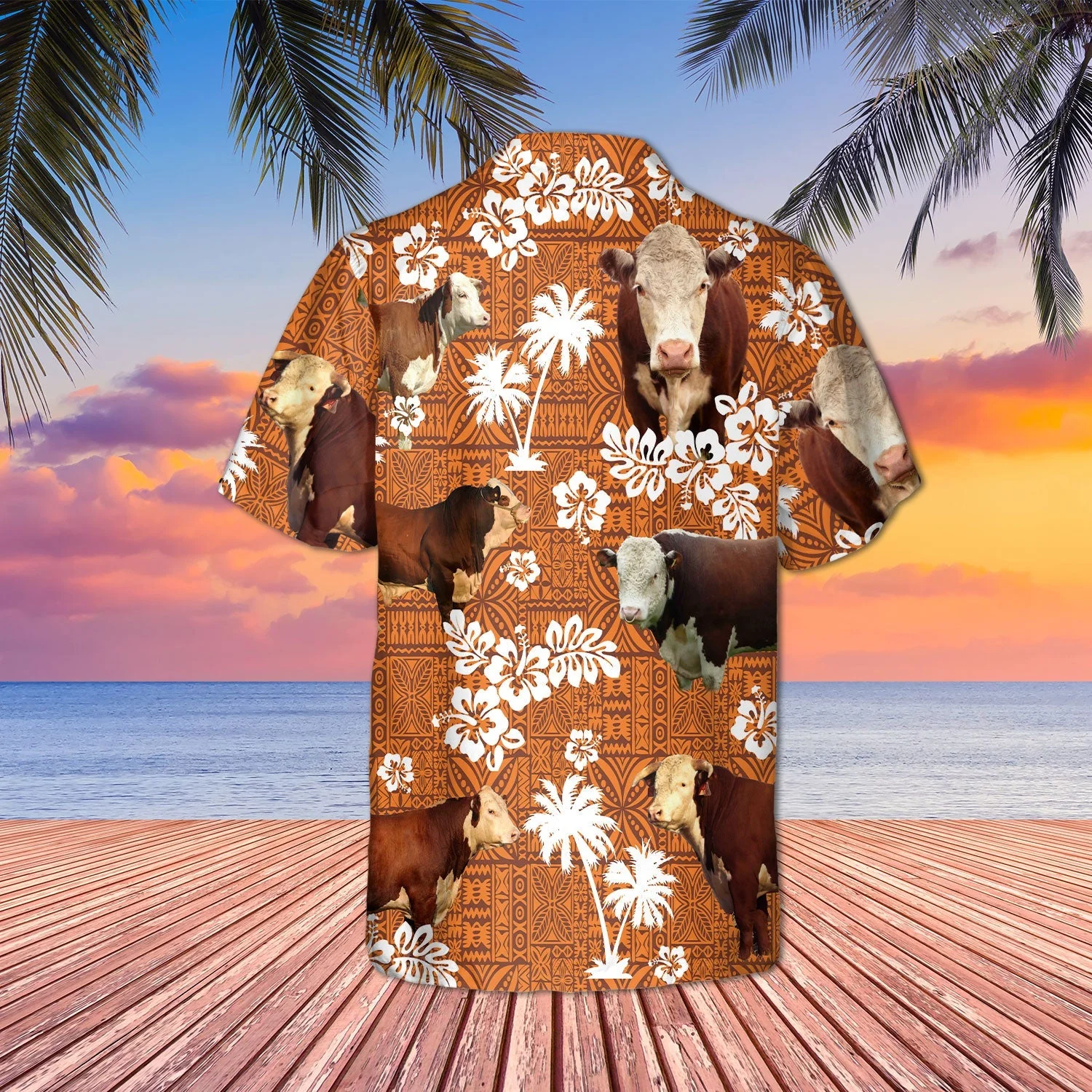 Hereford Cattle Lovers Red Tribal Trendy Hawaiian Shirt, Cow Trendy Hawaiian Shirt For Summer Gifts