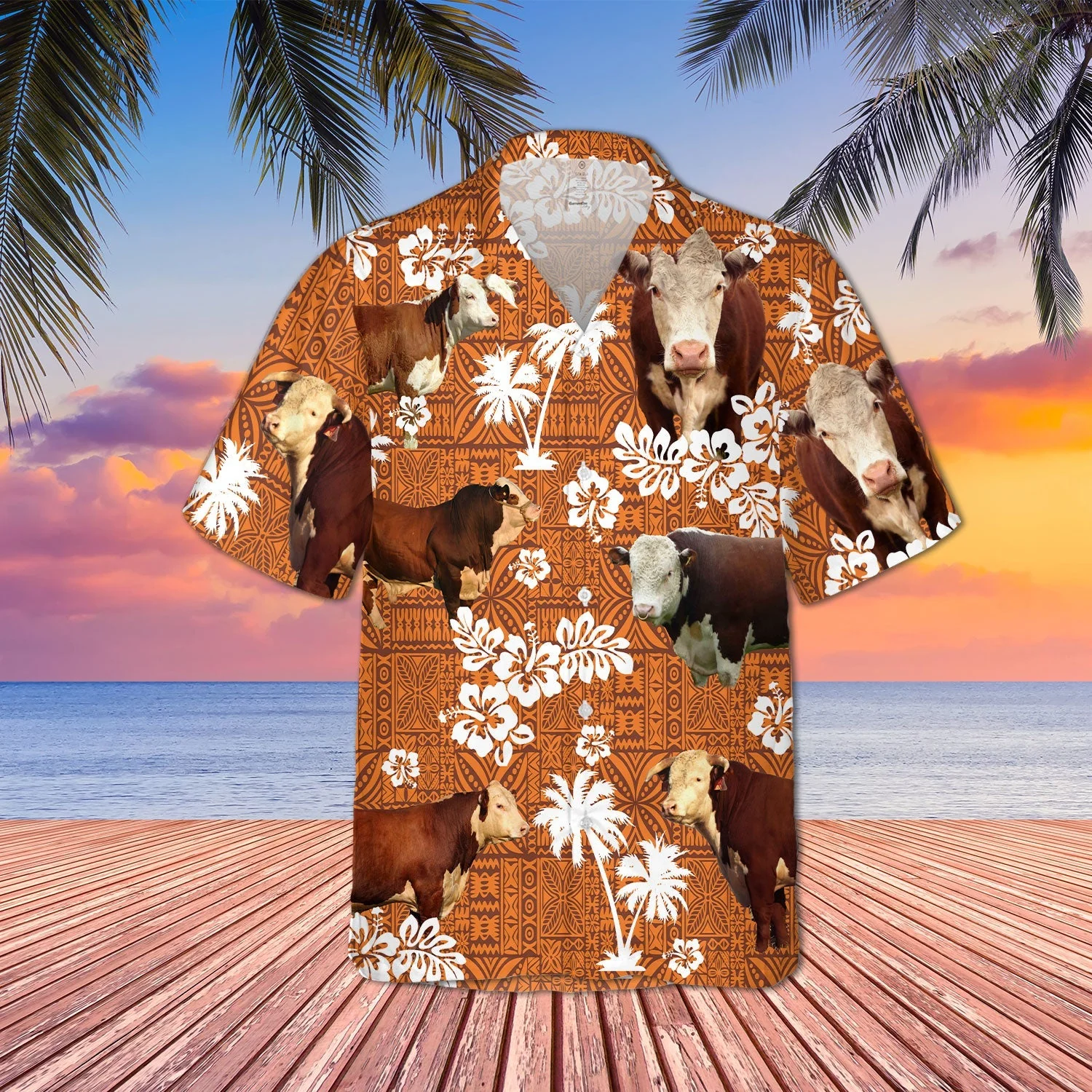 Hereford Cattle Lovers Red Tribal Trendy Hawaiian Shirt, Cow Trendy Hawaiian Shirt For Summer Gifts Hereford Cattle Lovers Red Tribal Trendy Hawaiian Shirt, Cow Trendy Hawaiian Shirt For Summer Gifts