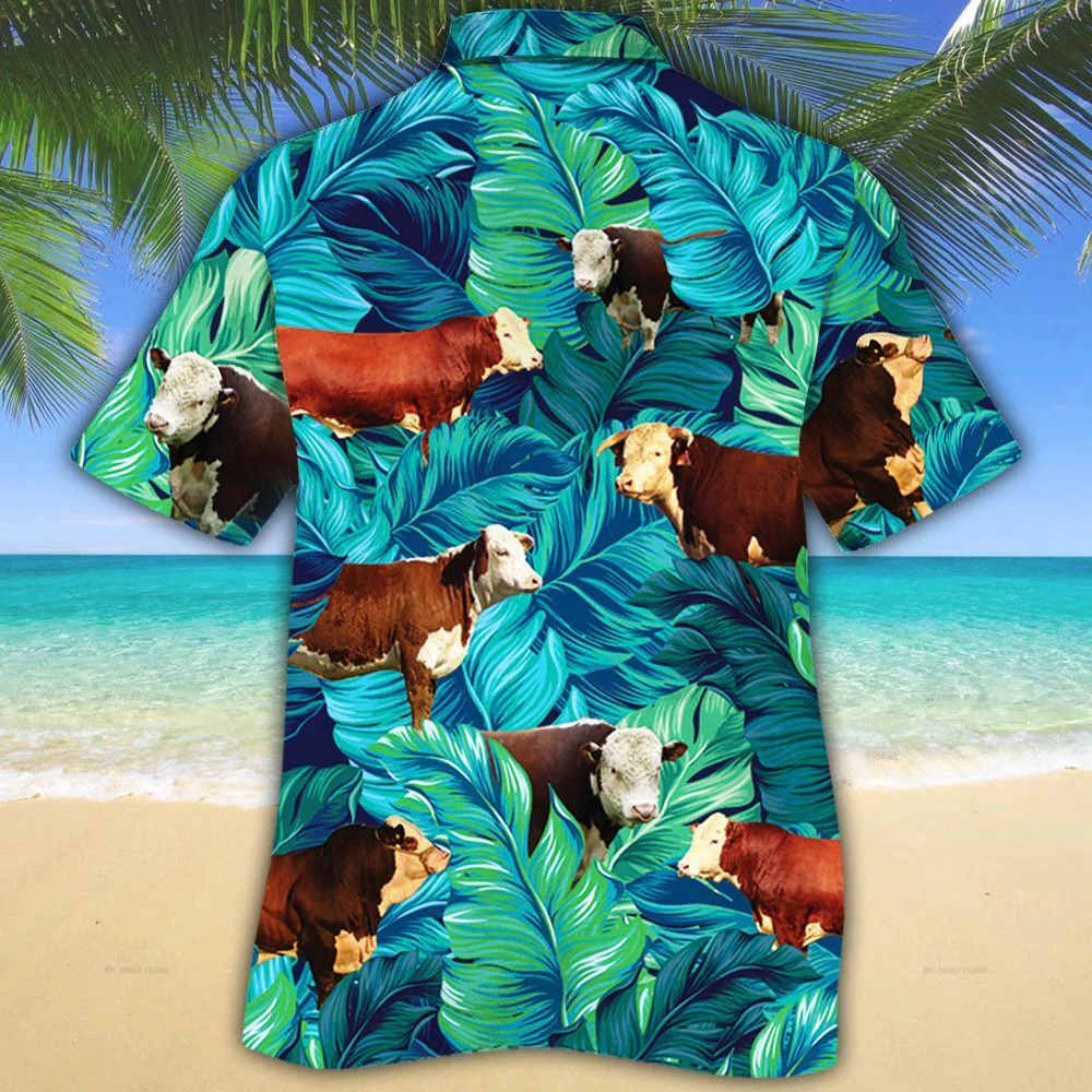 Hereford Cattle Lovers Trendy Hawaiian Shirt, Cow Trendy Hawaiian Shirt For Summer Gifts