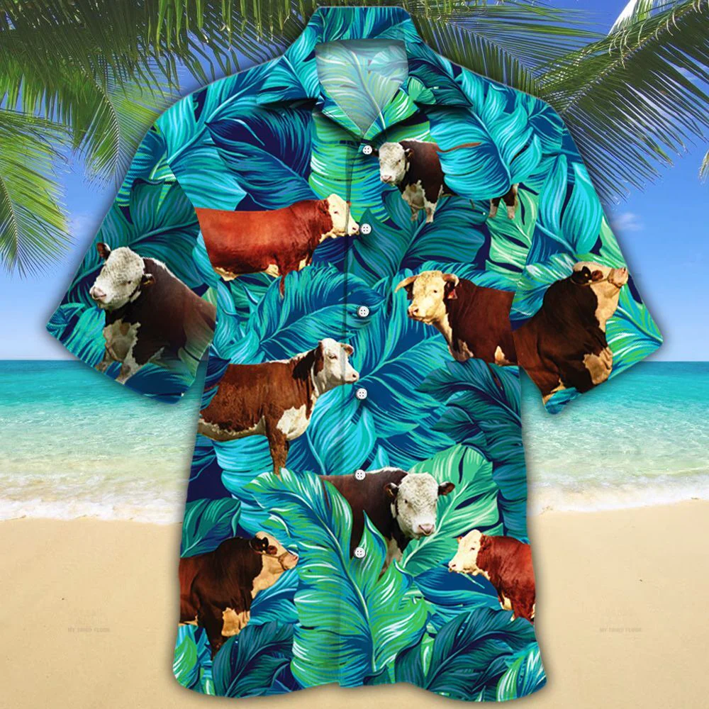 Hereford Cattle Lovers Trendy Hawaiian Shirt, Cow Trendy Hawaiian Shirt For Summer Gifts Hereford Cattle Lovers Trendy Hawaiian Shirt, Cow Trendy Hawaiian Shirt For Summer Gifts