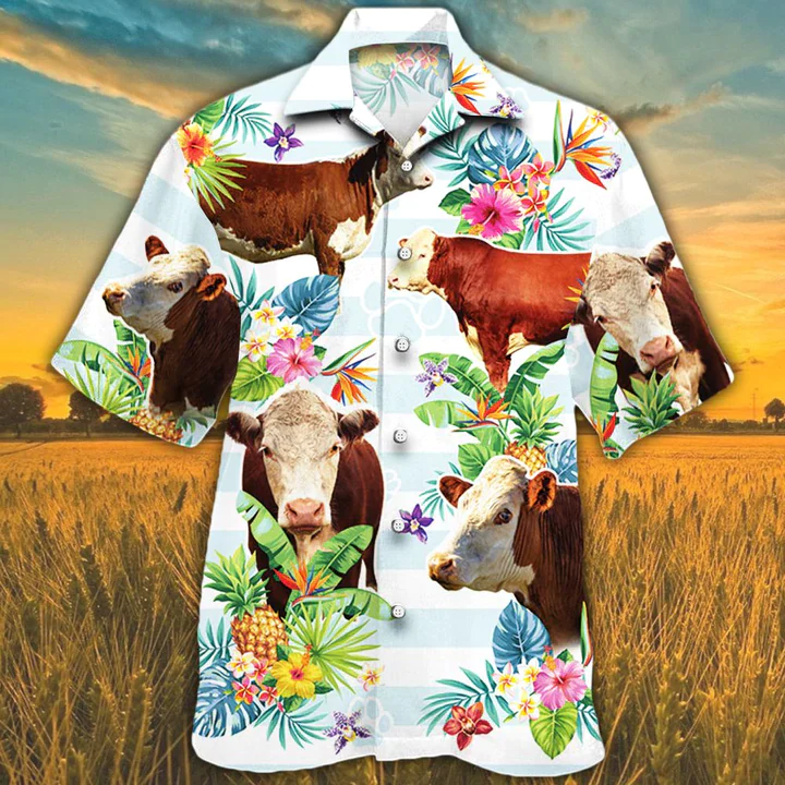 Hereford Cattle Trendy Hawaiian Shirts For Men, Women, Cow Lovers Tropical Flower Trendy Hawaiian Shirt Hereford Cattle Trendy Hawaiian Shirts For Men, Women, Cow Lovers Tropical Flower Trendy Hawaiian Shirt