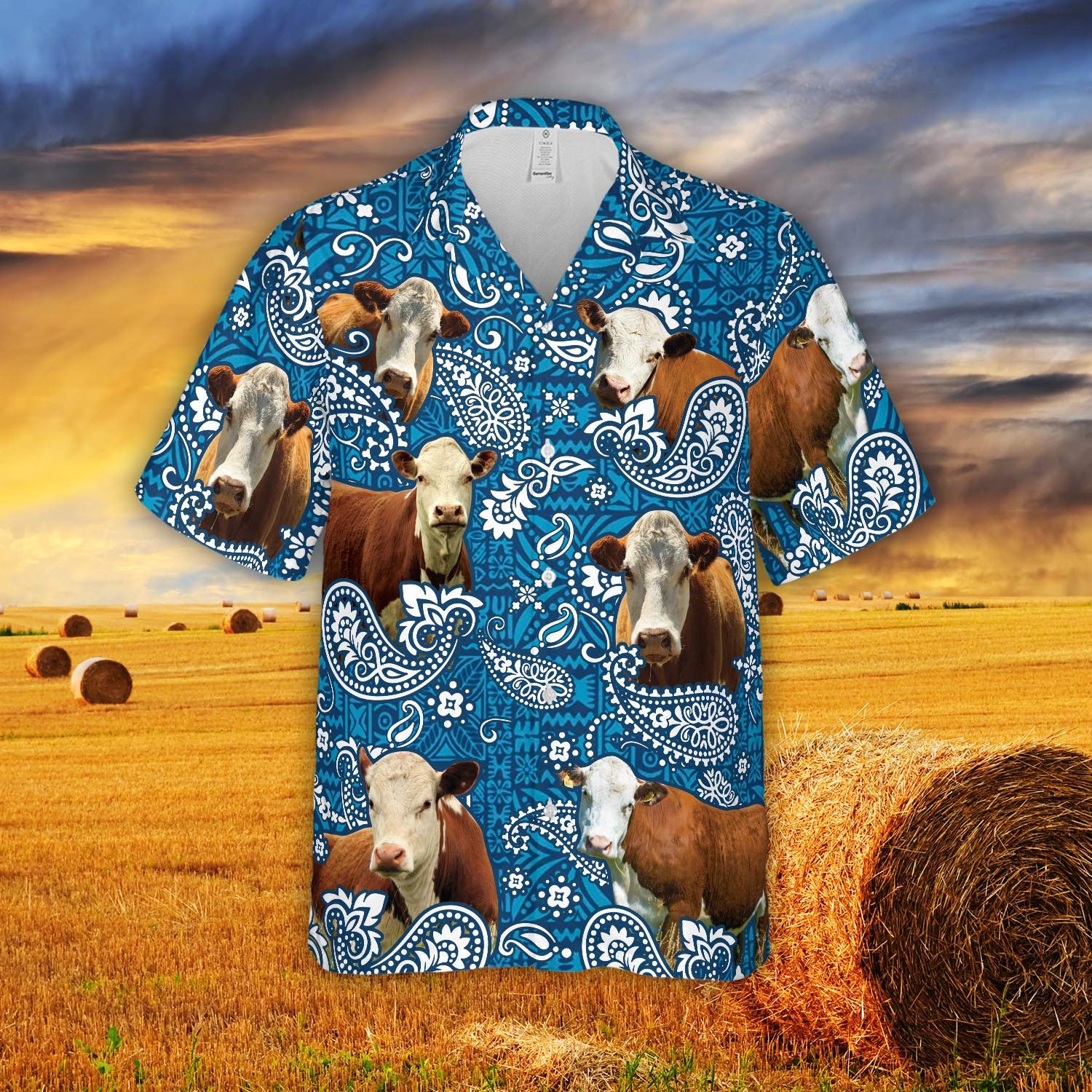 Hereford Paisley Design 3D Hawaiian Shirt Classic Patterns Meet Livestock