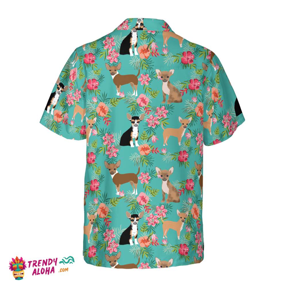 Hibiscus Floral Chihuahua Shirt For Men Hawaiian Shirt