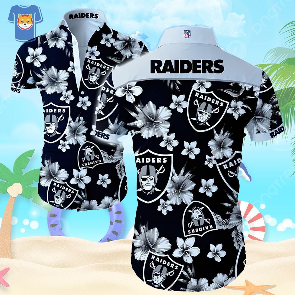 Hibiscus Flower Pattern With Las Vegas Raiders Hawaiian Shirt