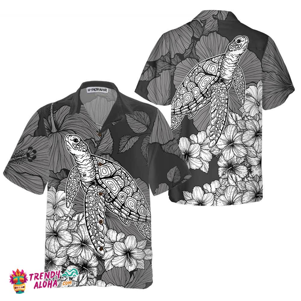 Hibiscus Turtle Hawaiian Shirt, Floral Turtle Shirt For Men & Women, Unique Gift For Turtle Lover