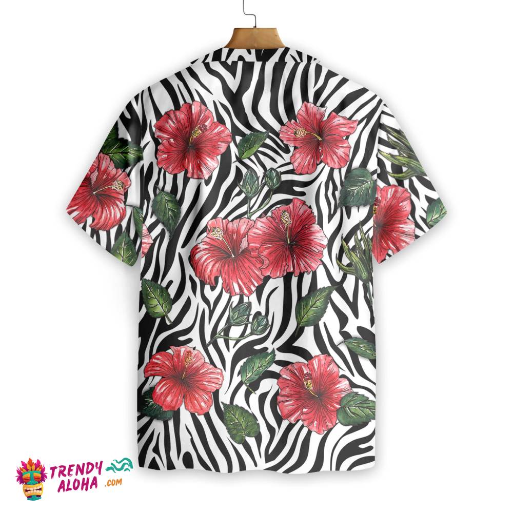 Hibiscus Zebra Watercolor Painting Art Hawaiian Shirt