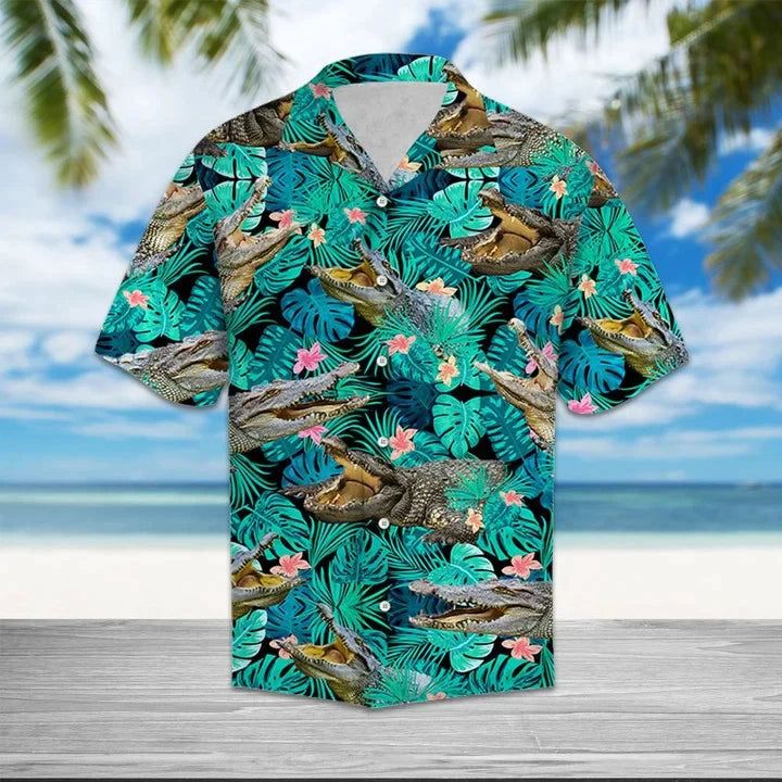 Hiding Crocodiles Tropical Palm Leaves Summer Vacation Gift Ideal Hawaiian Shirt Hiding Crocodiles Tropical Palm Leaves Summer Vacation Gift Ideal Hawaiian Shirt