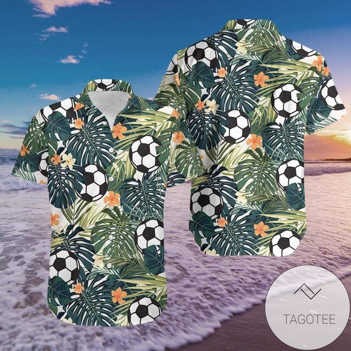High Quality Fantastic Soccer Design Hawaiian Shirt Tropical Elegance