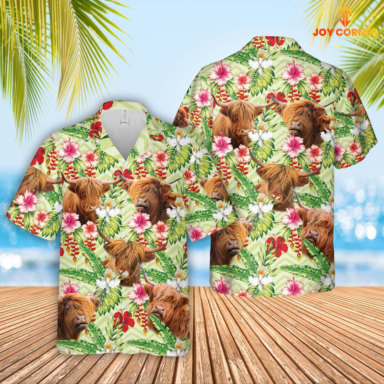 Highland Breed Hawaiian Shirt With Hibicus Floral Imagery In 3D Print Design