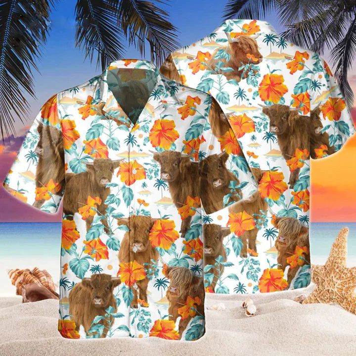 Highland Bright Hibiscus Flowers Hawaiian Shirt Highland Bright Hibiscus Flowers Hawaiian Shirt