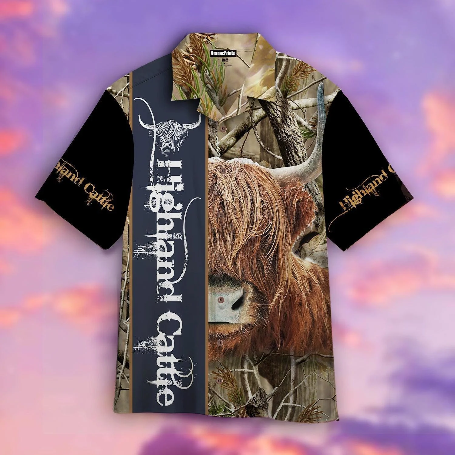 Highland Cattle Cow Camouflage Trendy Hawaiian Shirt For