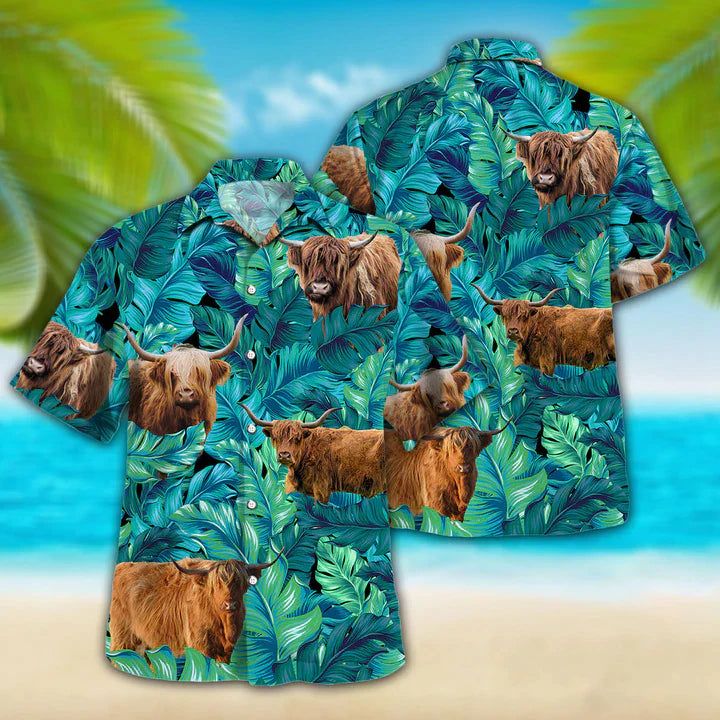 Highland Cattle Lovers Hawaiian Shirt, Animal Hawaiian Shirt Vintage Flower, Short Sleeve Hawaiian Aloha Shirt For Men, Women Highland Cattle Lovers Hawaiian Shirt, Animal Hawaiian Shirt Vintage Flower, Short Sleeve Hawaiian Aloha Shirt For Men, Women