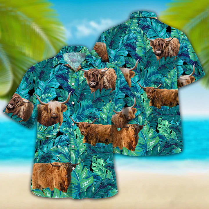 Highland Cattle Lovers Trendy Hawaiian Shirt, Animal Trendy Hawaiian Shirt Vintage Flower, Short Sleeve Hawaiian Aloha Shirt For Men, Women Highland Cattle Lovers Trendy Hawaiian Shirt, Animal Trendy Hawaiian Shirt Vintage Flower, Short Sleeve Hawaiian Aloha Shirt For Men, Women