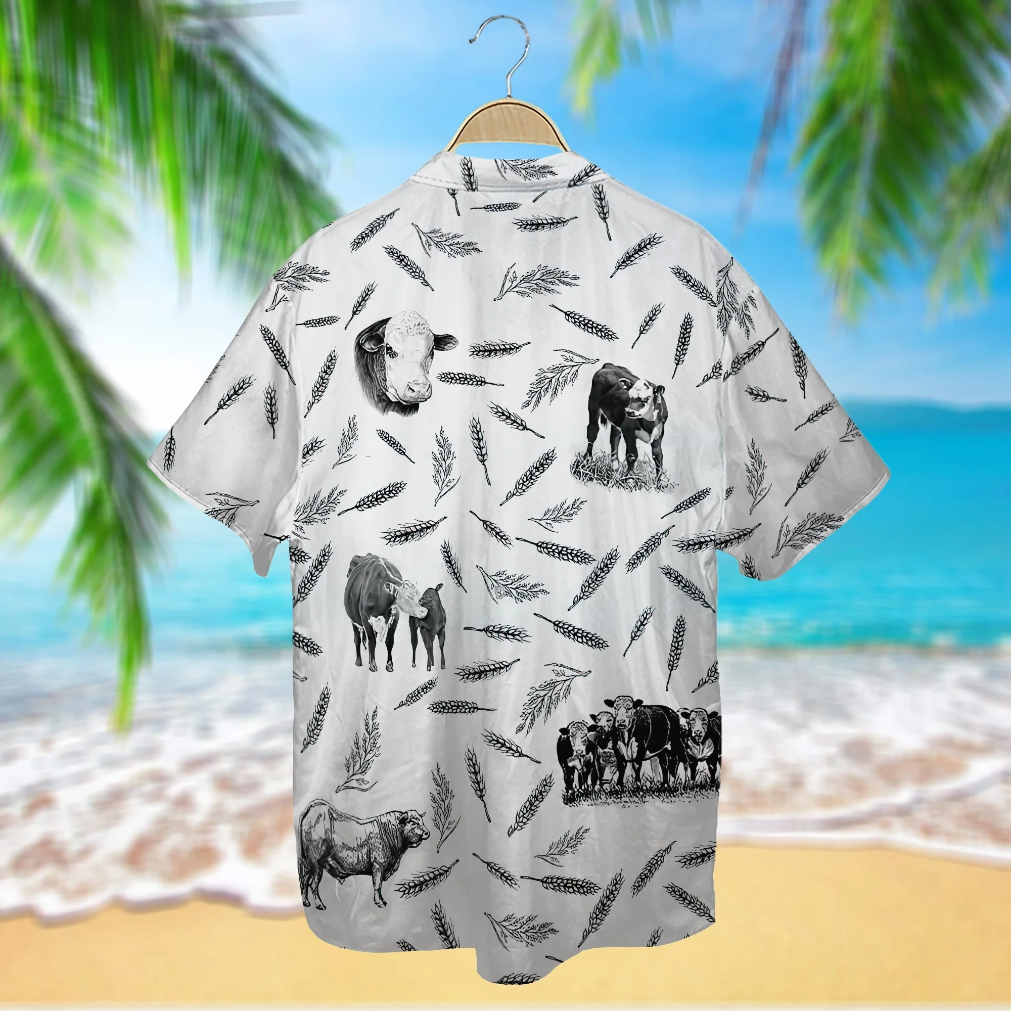 Highland Cattle Pattern Trendy Hawaiian Shirt, Cow Trendy Hawaiian Shirt For Summer Gifts