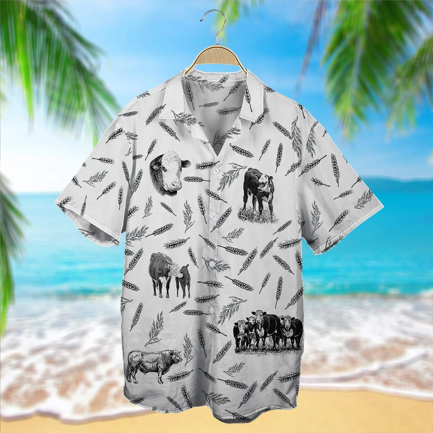 Highland Cattle Pattern Trendy Hawaiian Shirt, Cow Trendy Hawaiian Shirt For Summer Gifts Highland Cattle Pattern Trendy Hawaiian Shirt, Cow Trendy Hawaiian Shirt For Summer Gifts