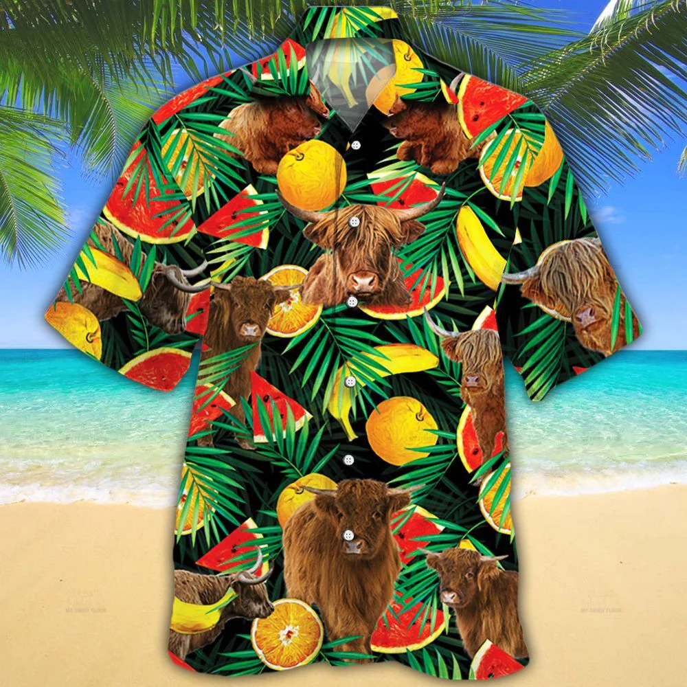 Personalized Name Holstein Friesian Cattle Pineapples All Over Printed 3D Hawaiian Shirt HO5387