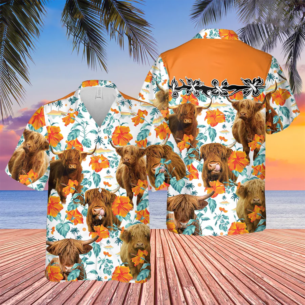Highland Hibiscus Floral 3D Trendy Hawaiian Shirt