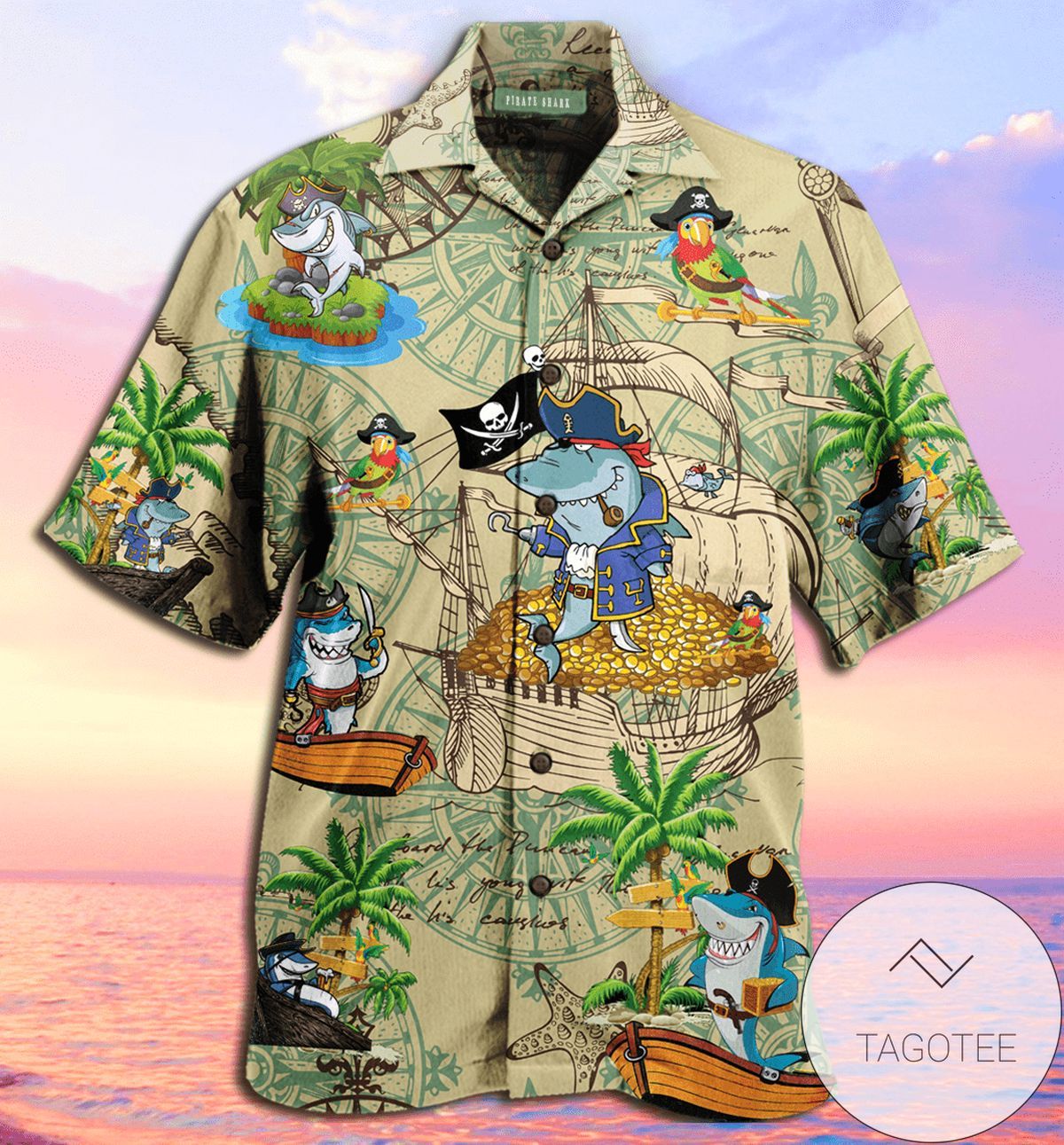 HigQuality Amazing Pirate Shark Unisex Hawaiian Shirts Hl