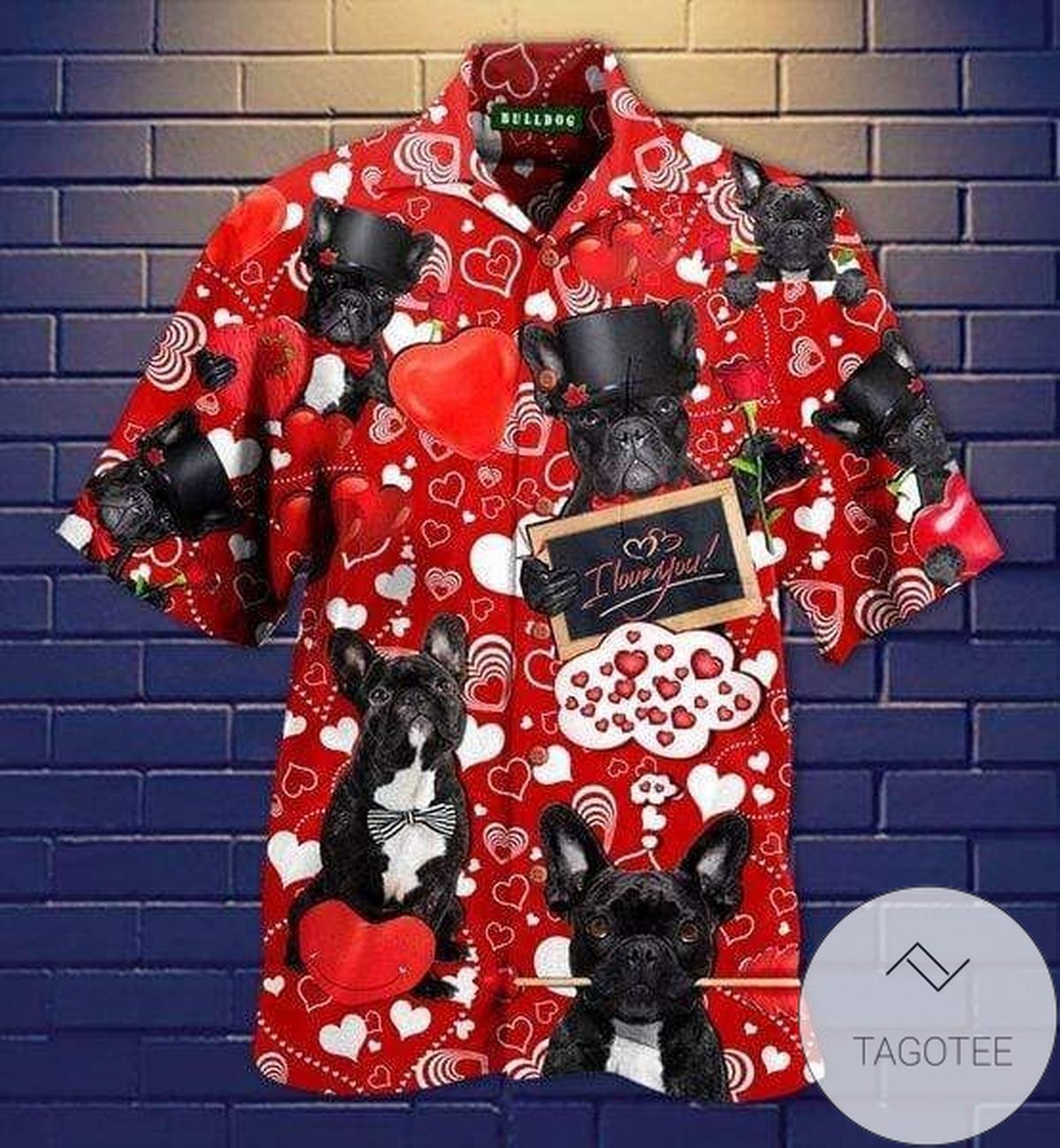 HigQuality I Love You Bulldog Red Unisex Hawaiian Shirts