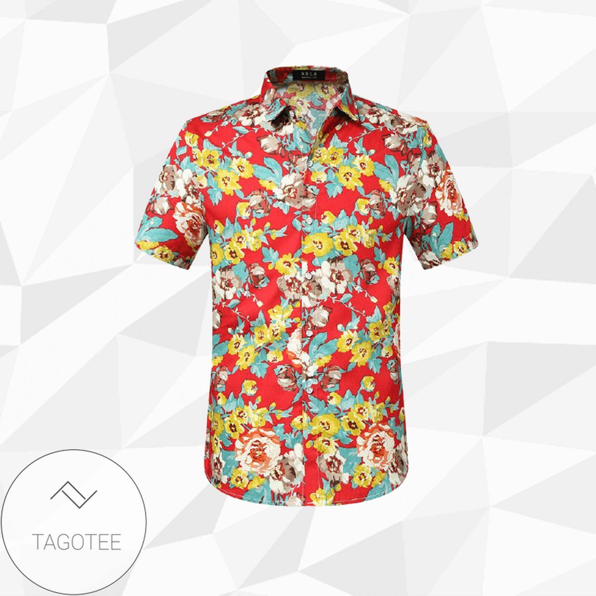 HigQuality Red Flower GarisHawaiian Unisex Shirts Hawaiian Shirt