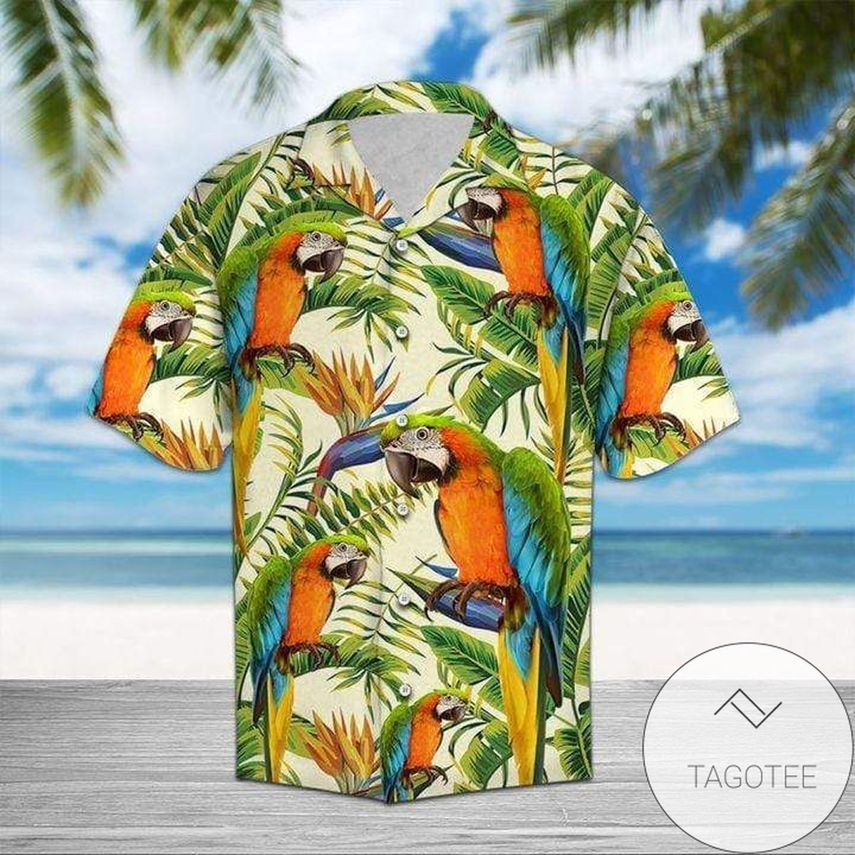 HigQuality Simple Parrots Yellow Tropical Hawaiian Shirts